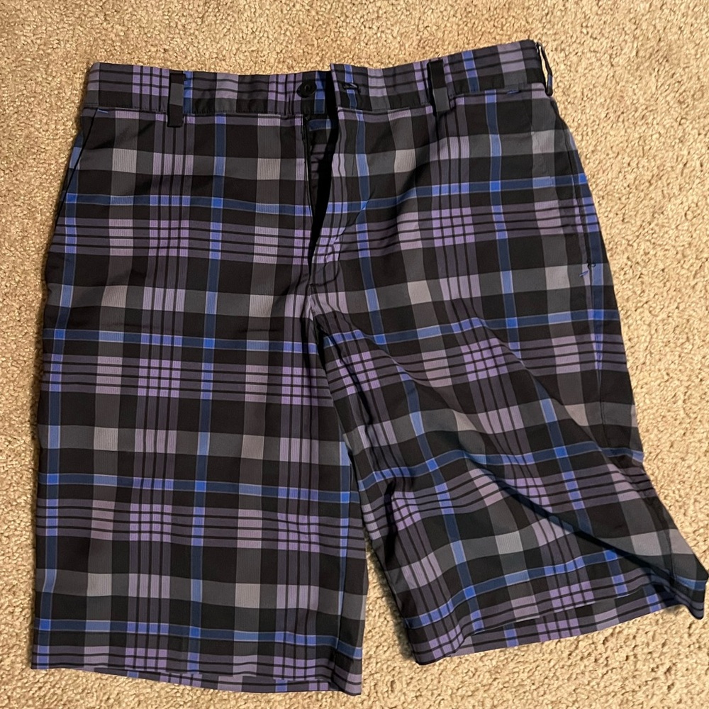 Nike Golf Shorts - Plaid Black and Blue Shorts